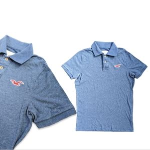 HOLLISTER Polo Shirt Men's Blue Short Sleeve Shirt Large